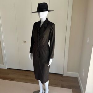 Vixen by Micheline Pitt Elegant Dark Brown Long Sleeve Dress